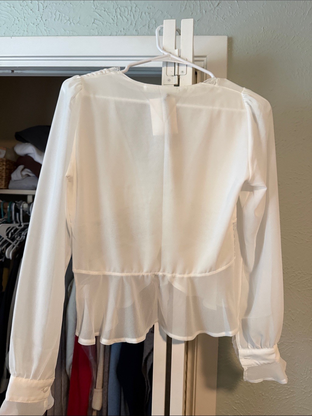 Romantic White Lace-Trim Tie-Front Blouse — image 4 of 4